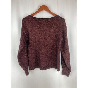 Ann Taylor Women’s S Metallic Sparkly Pullover Sweater Maroon Purple Warm Cozy